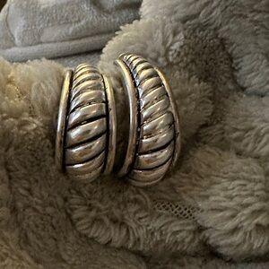 VINTAGE Sterling Silver Hoop Drop Earrings